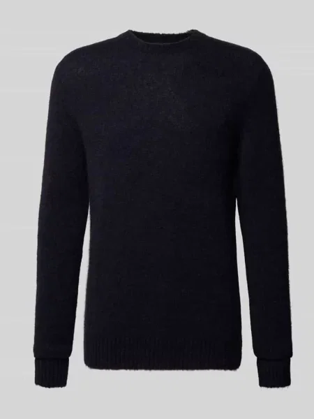 Sweter z dzianiny z okrągłym dekoltem model ‘ALPINE’ Forét granatowy