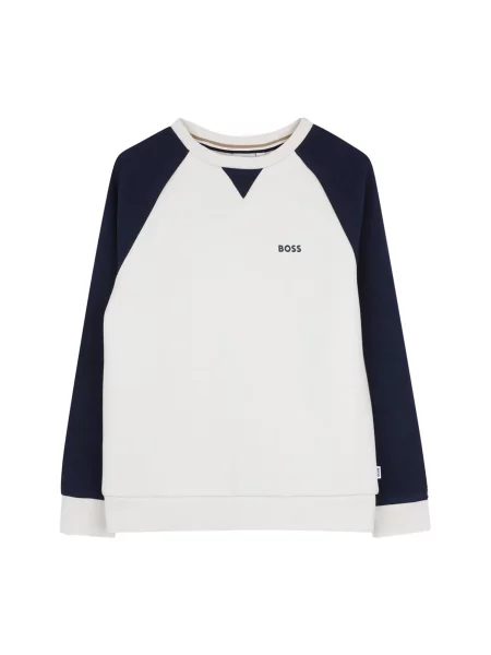 BOSS Sweater majica morsko plava bijela