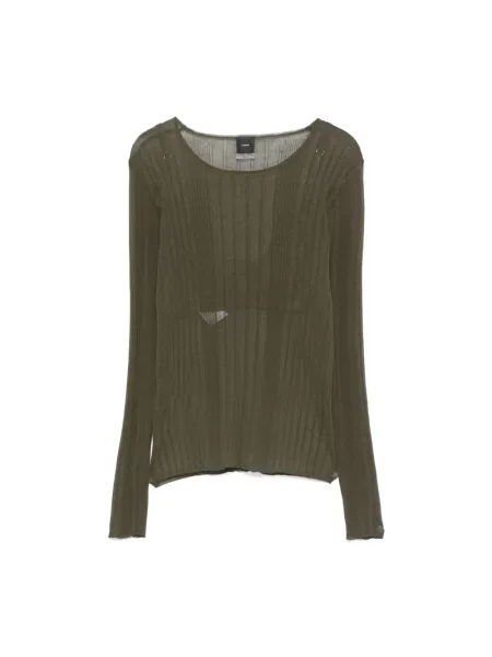 Przezroczysty top Pinko elegancki żakardowy zielony