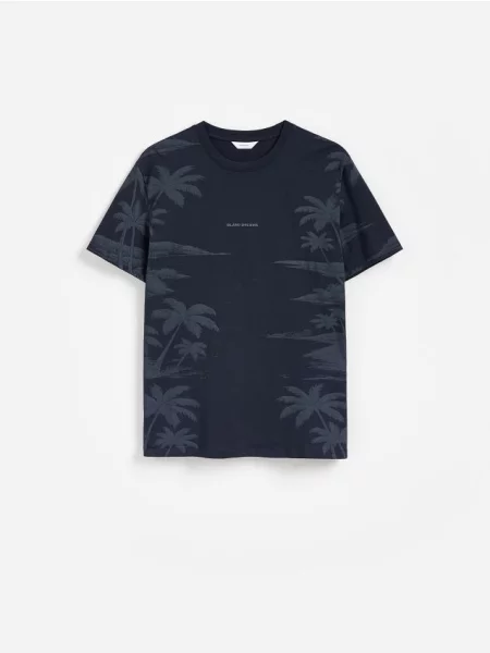 Reserved Tricou regular fit metalizat albastru