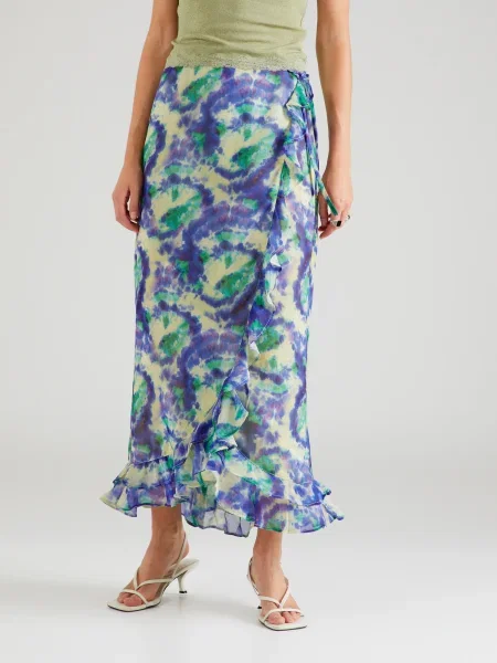 Nasty Gal Fustă / galben / verde albastru