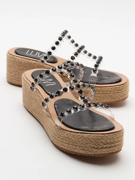 Papuci de casă Luvishoes cu strasuri negru