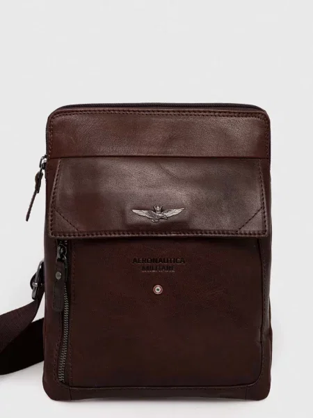 Шкіряна сумка Aeronautica Militare коричневий