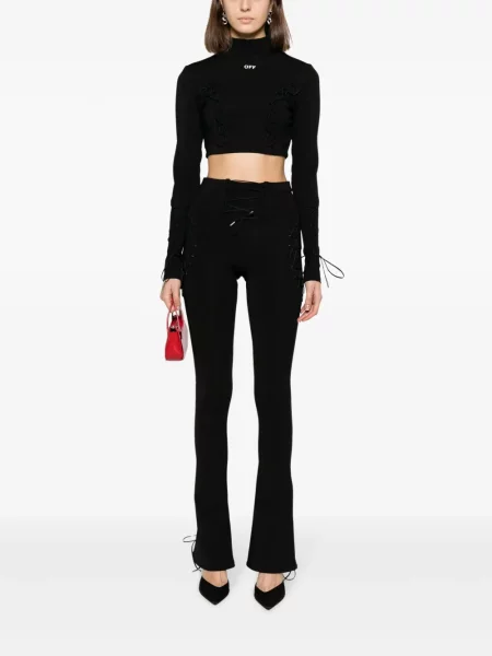 Top Off-white din dantelă alb