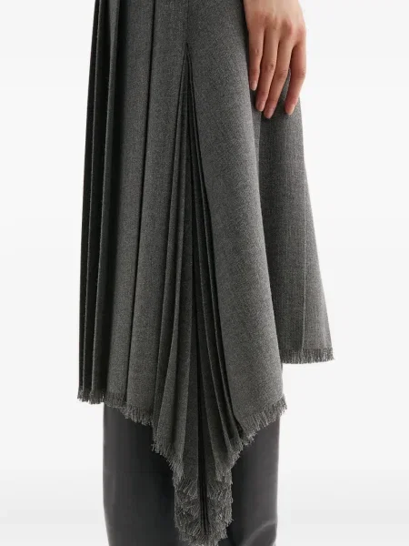 Fusta plisata Jil Sander plisată până la genunchi gri