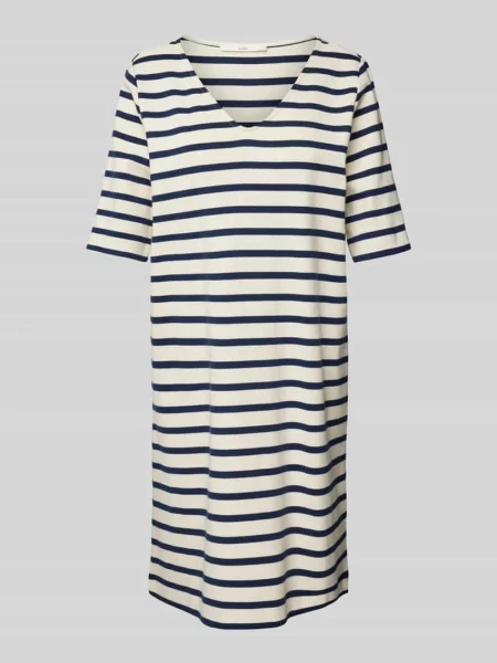 Sukienka T-shirtowa o długości do kolan z dekoltem w serek Lanius biała