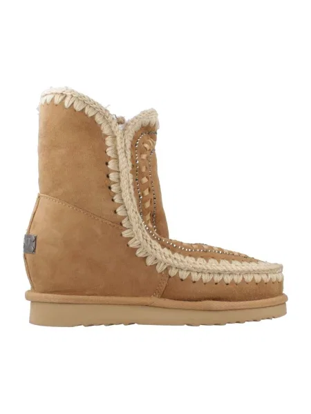 Krátké kozačky Mou na klínovém podpatku hnědé