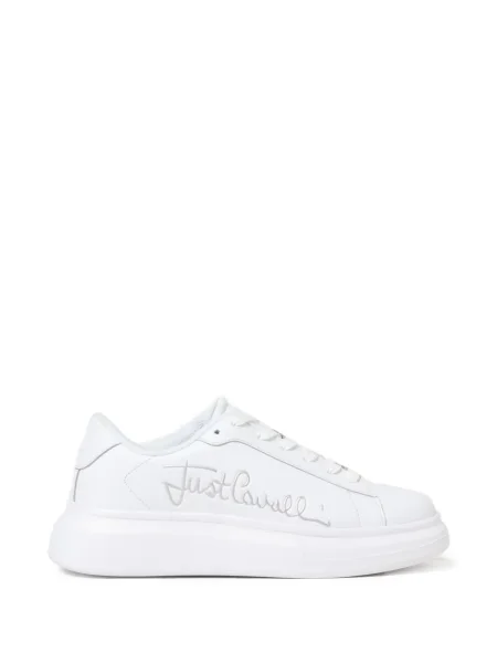 Sneakerși Just Cavalli cu autograf alb