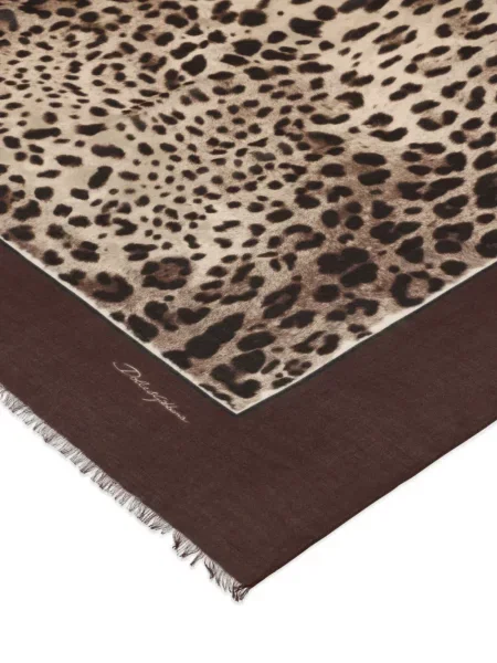 Šilkinis raštuotas šalikas Dolce & Gabbana leopardinis ruda