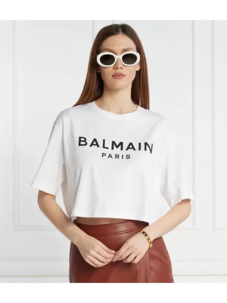 Cropp tricou Balmain cu imagine din jerseu alb
