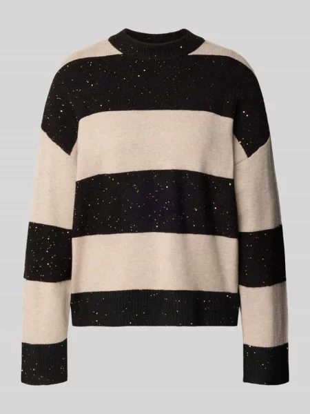 Sweter z dzianiny o kroju oversized z prążkowanymi wykończeniami model ‘Aliv’ Christian Berg Woman czarny