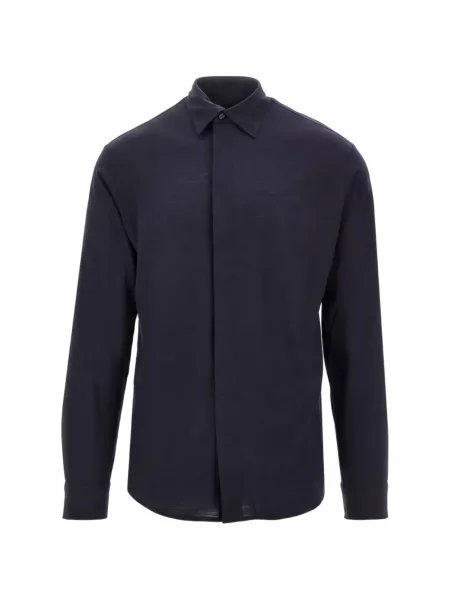 Cămașă Emporio Armani de lână albastru