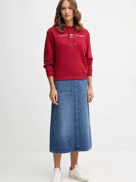 Tommy Hilfiger spódnica jeansowa midi prosta niebieski