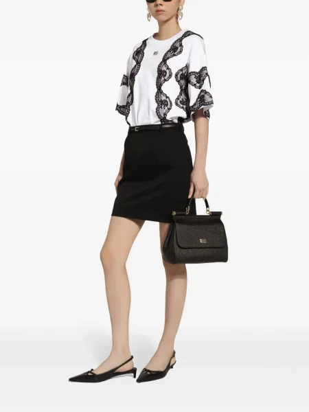 Krajkové krátké tričko Dolce & Gabbana bílé