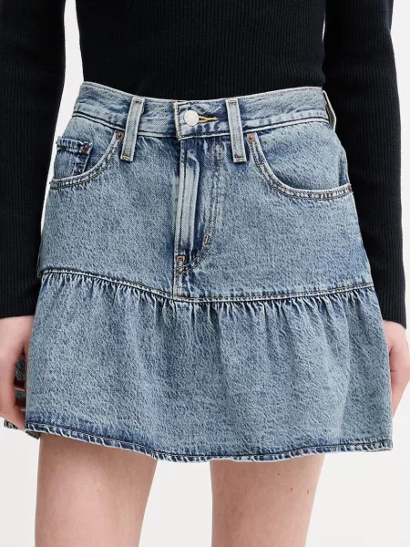 Krilo iz jeansa Levi's FLOUNCE MINI modra