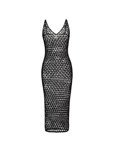 Sukienka midi Paramidonna z dekoltem w serek do kolan garniturowa czarna