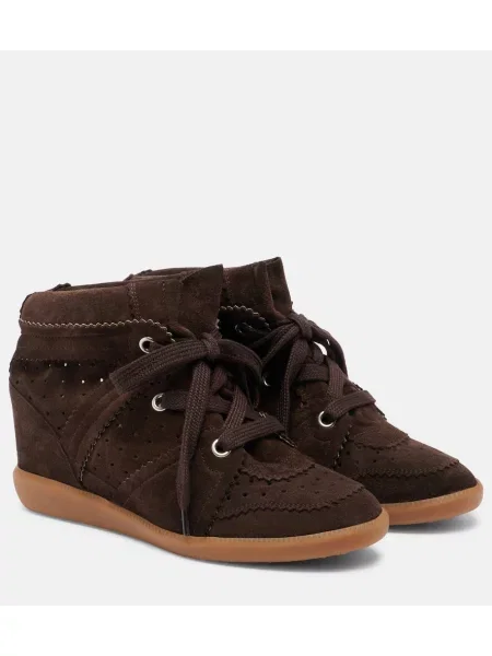 Sneakerși Isabel Marant din piele de căprioară cu pană maro