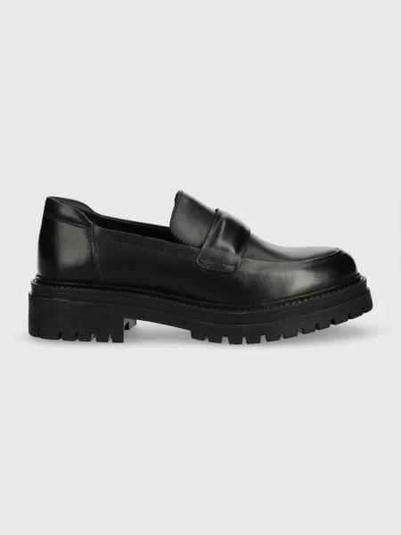 Mocasini Geox din piele cu platformă negru