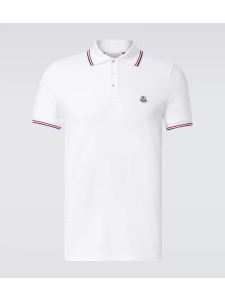Polo Moncler din jerseu alb