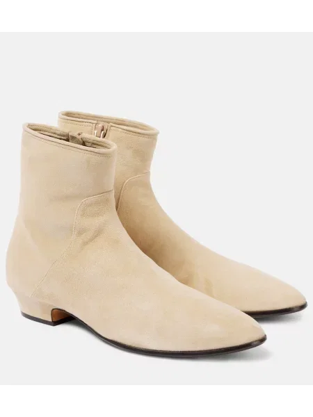 Cizme scurte The Row din piele de căprioară bej