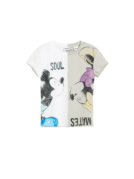 Desigual Tricou Mickey and Minnie Mouse™ kiss gri piatră / negru alb