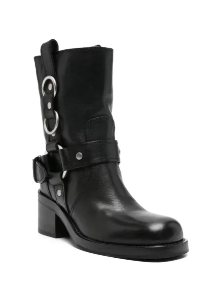 Botine Ash cu cataramă cu bretele negru