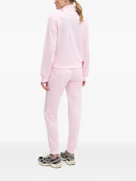 Komplet dresowy Adidas koronkowy sznurowany w paski różowy