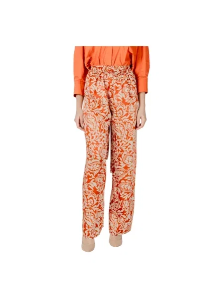 Spodnie Liu Jo w kwiatki koronkowe z nadrukiem beżowe