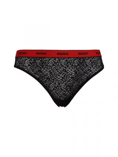 Hugo Bodywear Csipke 3 db-os tanga szett fekete