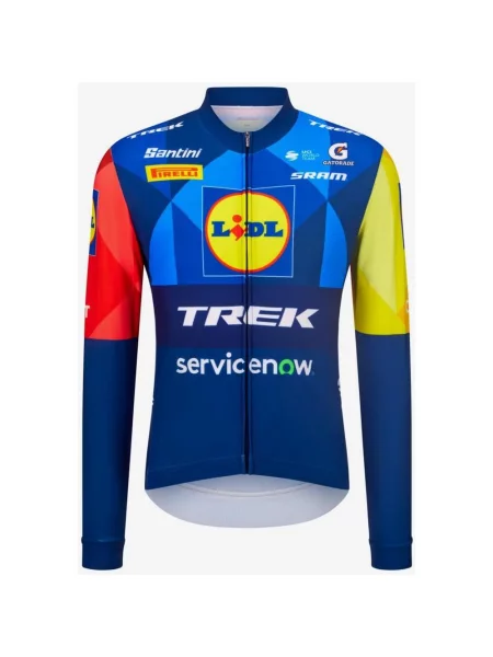 Koszulka rowerowa Lidl-Trek Fan Line długa rękaw niebieski żółty S czerwony