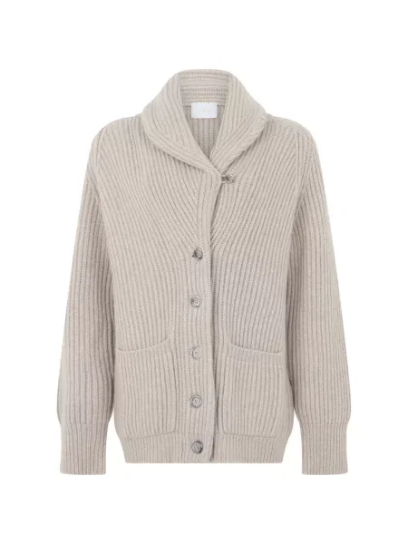 Gulerat cardigan Fedeli tricotate gri