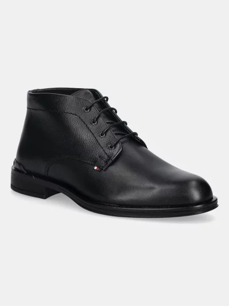 Tommy Hilfiger buty skórzane CORPORATE HILFIGER LTH BOOT czarny
