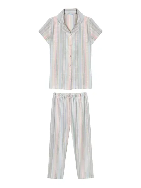 Penti Pidžama set PENTI Gestreiftes Knopfhemd-Pyjama-Set für Mädchen miks