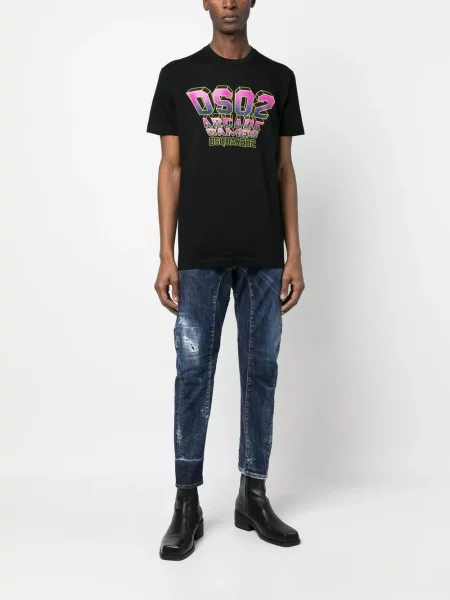 Skinny jeansy skinny Dsquared2 z przetarciami niebieskie
