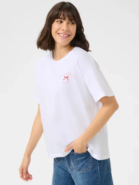 Kaffe Tricou Jenny roz / roșu alb