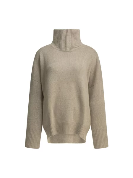 Sweter Lisa Yang z wysokim kołnierzem beżowy