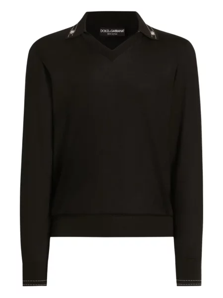 Cămașă Dolce & Gabbana cu decolteu în V negru