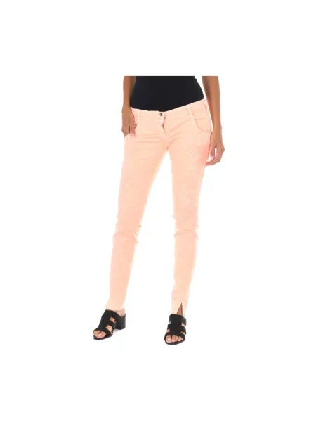 Skinny jeansy skinny Met różowe