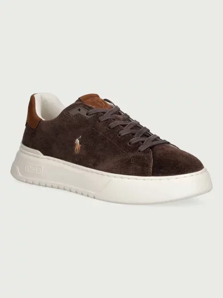 Polo Ralph Lauren Rlite Court sneakers pentru bărbați din piele întoarsă maro
