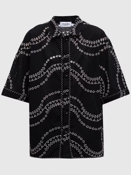 Сорочка Josie з льоном з вишивкою Charo Ruiz чорна