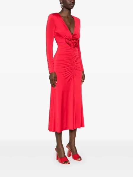 Rochie Nissa cu model floral roșu