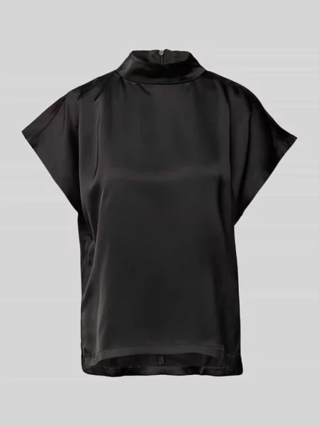 Bluzka o kroju slim fit ze stójką model ‘Caneli’ Hugo czarna
