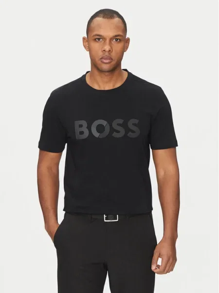 BOSS GREEN Póló Tape Logo fekete