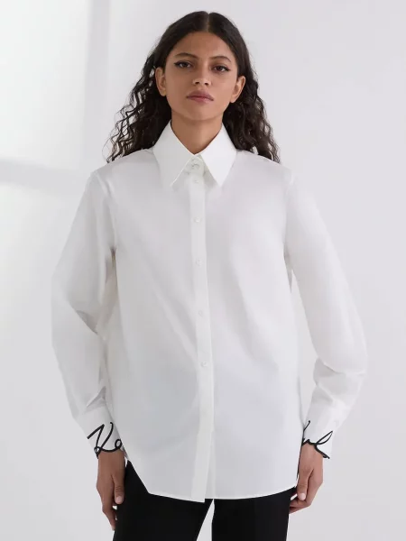 Karl Lagerfeld cămașă din cu guler clasic regular alb
