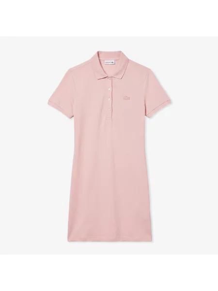 Lacoste Sukienka Polo Z Elastycznej Bawełny Piqué różowa