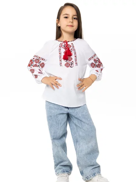 Детская рубашка Folk Moda белая