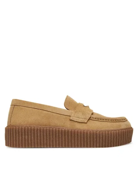 Велурени мокасини Weekend Max Mara Kapokloafer с платформа бежово