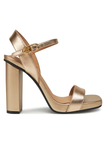 Кожени сандали Tommy Hilfiger HIGH HEEL GOLDEN LEATHER SANDAL златисто