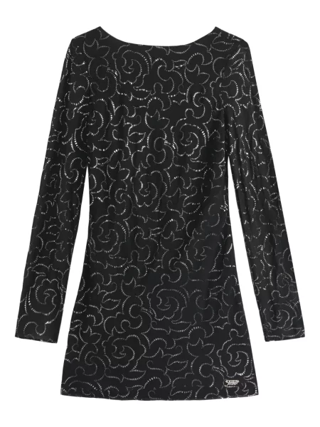 Rochie din denim Tommy Jeans cu model floral lungă de costum negru