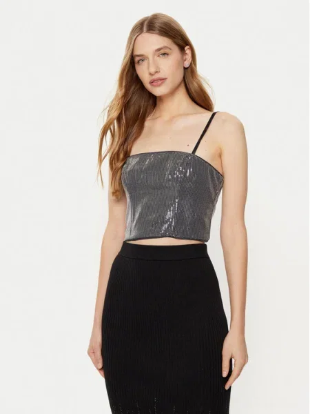 Класическа блуза Guess с принт сребристо